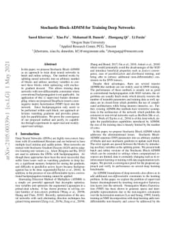 Stochastic Block-ADMM for Training Deep Networks