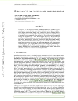 Model discovery in the sparse sampling regime
