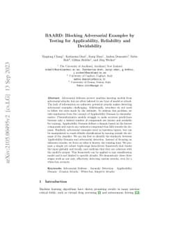 BAARD: Blocking Adversarial Examples by Testing for Applicability,
  Reliability and Decidability