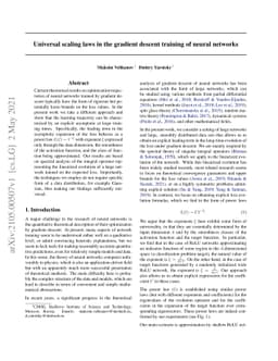 Universal scaling laws in the gradient descent training of neural
  networks