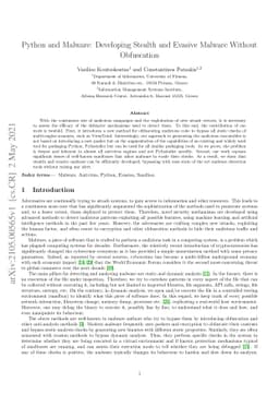 Python and Malware: Developing Stealth and Evasive Malware Without
  Obfuscation