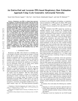 An End-to-End and Accurate PPG-based Respiratory Rate Estimation
  Approach Using Cycle Generative Adversarial Networks