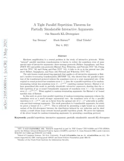 A Tight Parallel Repetition Theorem for Partially Simulatable
  Interactive Arguments via Smooth KL-Divergence
