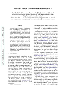Switching Contexts: Transportability Measures for NLP