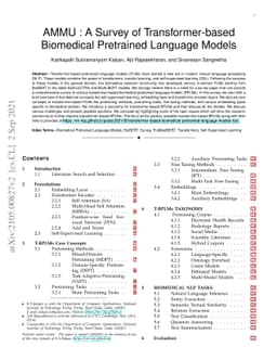 AMMU : A Survey of Transformer-based Biomedical Pretrained Language
  Models