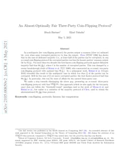 An Almost-Optimally Fair Three-Party Coin-Flipping Protocol