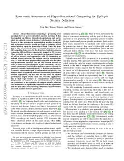 Systematic Assessment of Hyperdimensional Computing for Epileptic
  Seizure Detection