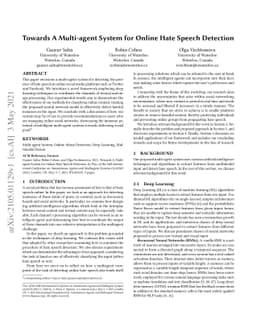 Towards A Multi-agent System for Online Hate Speech Detection