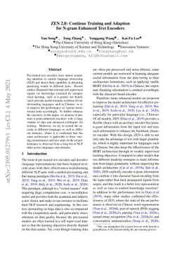 ZEN 2.0: Continue Training and Adaption for N-gram Enhanced Text
  Encoders