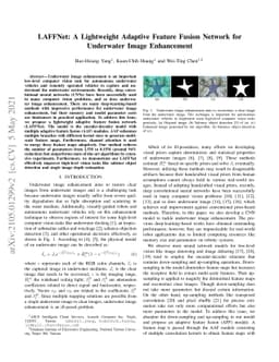 LAFFNet: A Lightweight Adaptive Feature Fusion Network for Underwater
  Image Enhancement