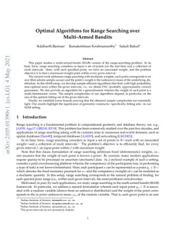Optimal Algorithms for Range Searching over Multi-Armed Bandits