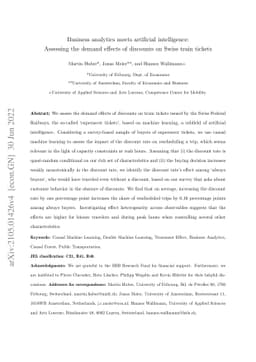 Business analytics meets artificial intelligence: Assessing the demand
  effects of discounts on Swiss train tickets
