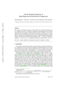 On the Sample Complexity of Rank Regression from Pairwise Comparisons