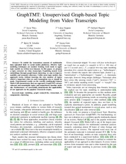 GraphTMT: Unsupervised Graph-based Topic Modeling from Video Transcripts