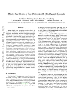 Effective Sparsification of Neural Networks with Global Sparsity
  Constraint