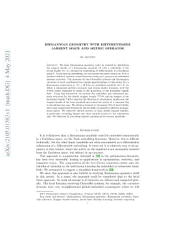 Riemannian Geometry with differentiable ambient space and metric
  operator