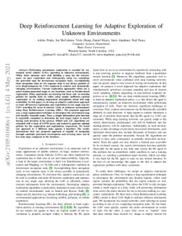 Deep Reinforcement Learning for Adaptive Exploration of Unknown
  Environments