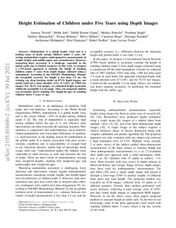 Height Estimation of Children under Five Years using Depth Images