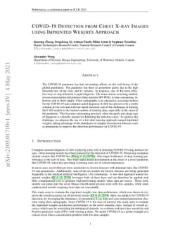 COVID-19 Detection from Chest X-ray Images using Imprinted Weights
  Approach