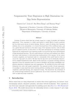 Nonparametric Trace Regression in High Dimensions via Sign Series
  Representation
