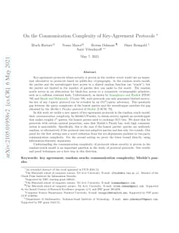 On the Communication Complexity of Key-Agreement Protocols