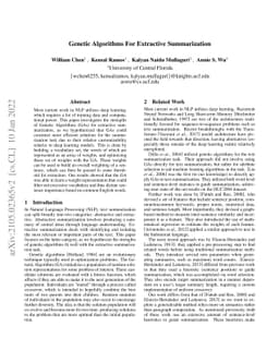 Genetic Algorithms For Extractive Summarization