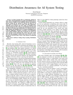 Distribution Awareness for AI System Testing