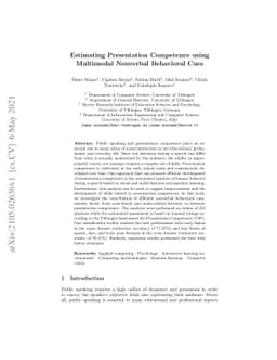 Estimating Presentation Competence using Multimodal Nonverbal Behavioral
  Cues