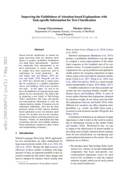 Improving the Faithfulness of Attention-based Explanations with
  Task-specific Information for Text Classification