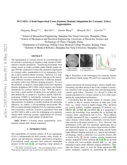 SS-CADA: A Semi-Supervised Cross-Anatomy Domain Adaptation for Coronary
  Artery Segmentation