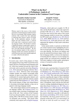 What's in the Box? A Preliminary Analysis of Undesirable Content in the
  Common Crawl Corpus