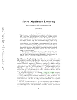 Neural Algorithmic Reasoning