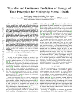 Wearable and Continuous Prediction of Passage of Time Perception for
  Monitoring Mental Health