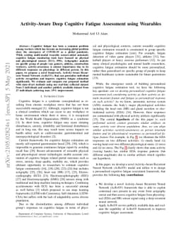 Activity-Aware Deep Cognitive Fatigue Assessment using Wearables
