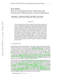 PCE-PINNs: Physics-Informed Neural Networks for Uncertainty Propagation
  in Ocean Modeling
