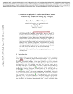 A review on physical and data-driven based nowcasting methods using sky
  images
