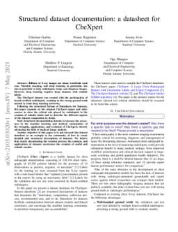 Structured dataset documentation: a datasheet for CheXpert