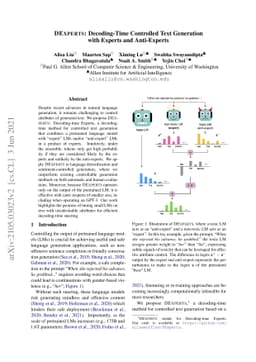 DExperts: Decoding-Time Controlled Text Generation with Experts and
  Anti-Experts
