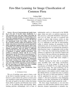 Few-Shot Learning for Image Classification of Common Flora