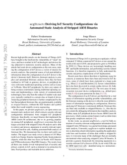 argXtract: Deriving IoT Security Configurations via Automated Static
  Analysis of Stripped ARM Binaries
