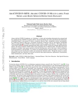 AraCOVID19-MFH: Arabic COVID-19 Multi-label Fake News and Hate Speech
  Detection Dataset