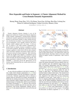More Separable and Easier to Segment: A Cluster Alignment Method for
  Cross-Domain Semantic Segmentation