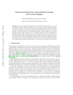 Reward prediction for representation learning and reward shaping