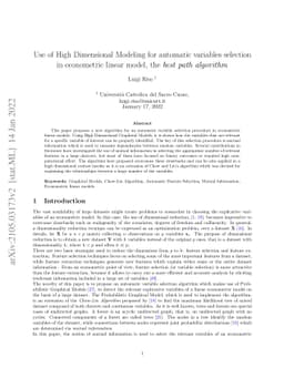 Use of High Dimensional Modeling for automatic variables selection: the
  best path algorithm