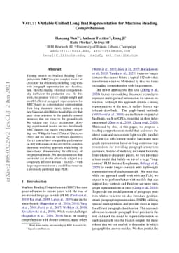 VAULT: VAriable Unified Long Text Representation for Machine Reading
  Comprehension