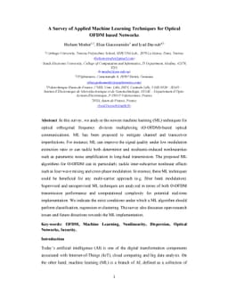 A Survey of Applied Machine Learning Techniques for Optical OFDM based
  Networks
