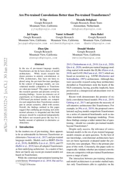 Are Pre-trained Convolutions Better than Pre-trained Transformers?