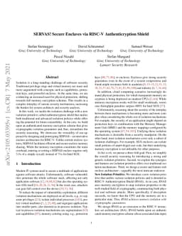 SERVAS! Secure Enclaves via RISC-V Authenticryption Shield