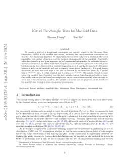 Kernel Two-Sample Tests for Manifold Data