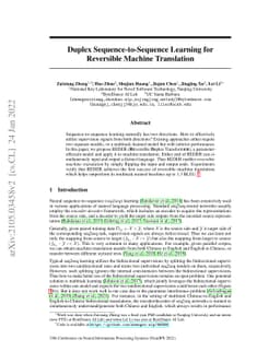Duplex Sequence-to-Sequence Learning for Reversible Machine Translation